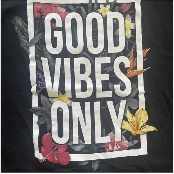 ODM Good Vibes Only Graphic Print Short Sleeve T-Shirt Size L NEW W/TAGS - Picture 2 of 4